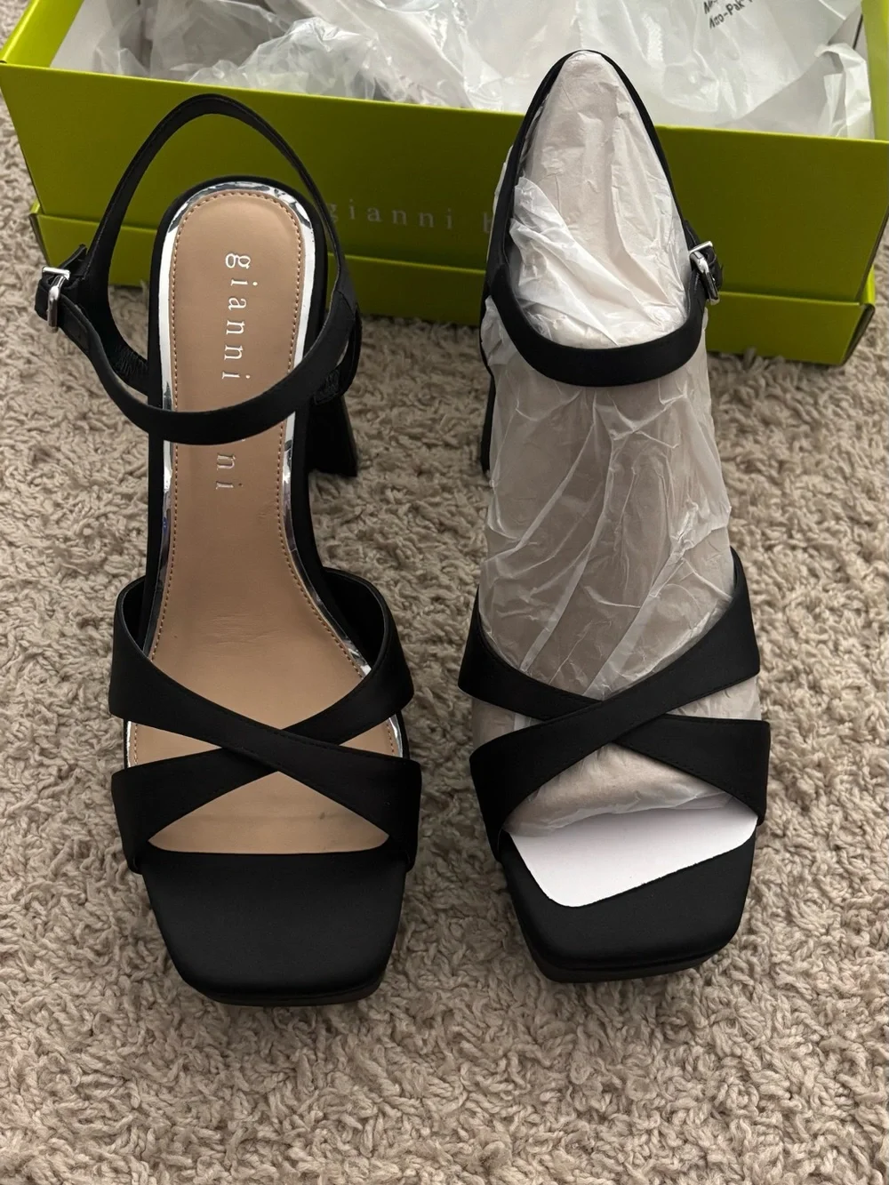 Gianni Bini Black Platform Ankle-Strap Heel